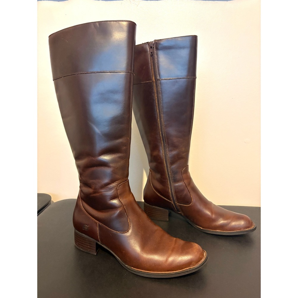 Born Womens Brown Leather Tall Riding Boots W62499 Size 9.5 41